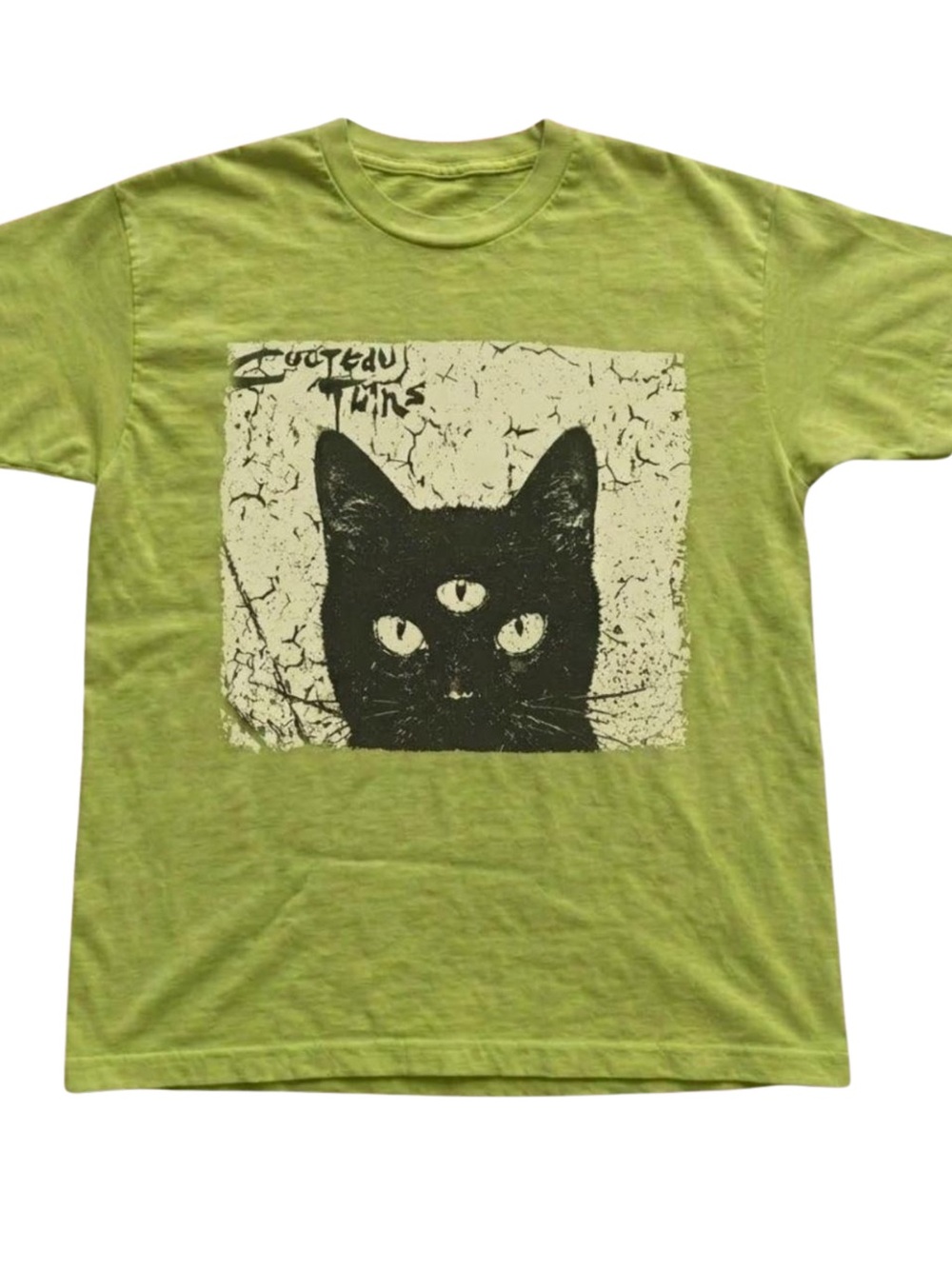 Gildan Lime Green Three-Eyed Cat Graphic Tee, Gift For Her, For Him
